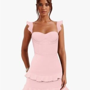 Elegant Pink Ruffle Dress size 26